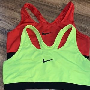 Two Nike Dri-fit sports bras